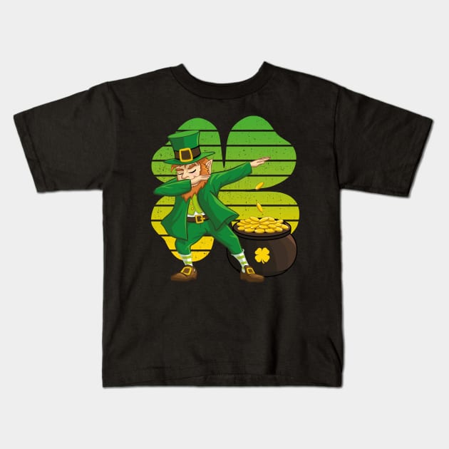 Dabbing Leprechaun St. Patricks Day Vintage Retro Clover Shamrock Kids T-Shirt by trendingoriginals